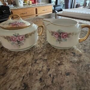 Elegant Floral Cream and Sugar Set